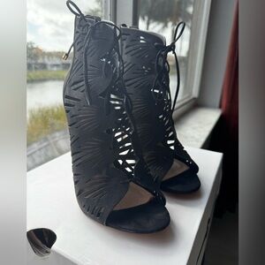 Elegant Black Lace-Up Women's Heels
